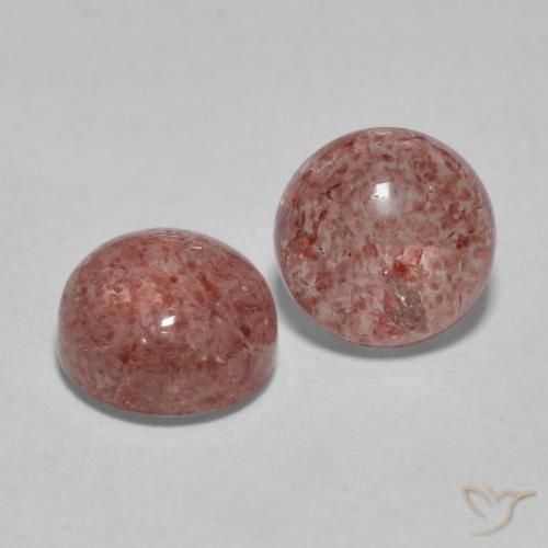 3.35 ctw Pink Strawberry Quartz Stones, Natural Strawberry Quartz in Round Cabochon Shape for Sale