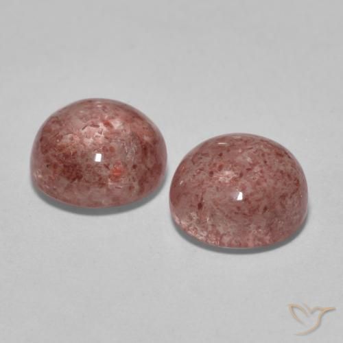 Strawberry Quartz Gemstones in 7 mm (calibrated) Size for Sale, Strawberry Quartz Stones in Medium Pink Color