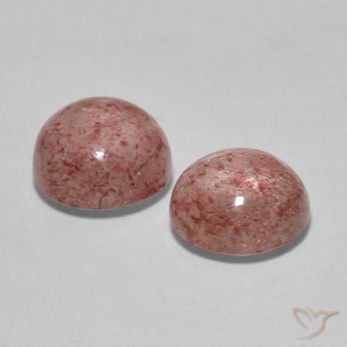 Strawberry Quartz Gemstones in 7 mm (calibrated) Size for Sale, Strawberry Quartz Stones in Medium Pink Color