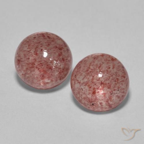 3.67 ctw Pink Strawberry Quartz Stones, Natural Strawberry Quartz in Round Cabochon Shape for Sale