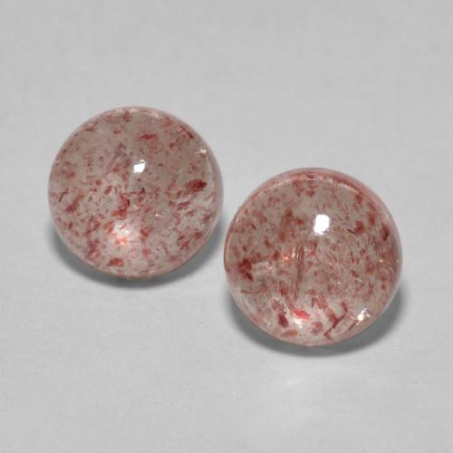 Medium Pink Strawberry Quartz Gem - 1.1ct Round Cabochon (ID: 569762)