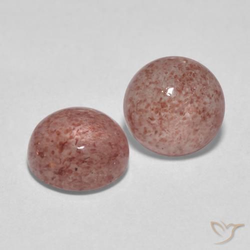 3.33 ctw Pink Strawberry Quartz Stones, Natural Strawberry Quartz in Round Cabochon Shape for Sale