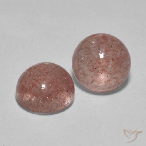 3.40 ctw Pink Strawberry Quartz Stones, Natural Strawberry Quartz in Round Cabochon Shape for Sale