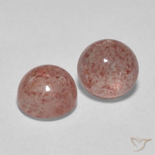 2.55 ctw Pink Strawberry Quartz Stones, Natural Strawberry Quartz in Round Cabochon Shape for Sale