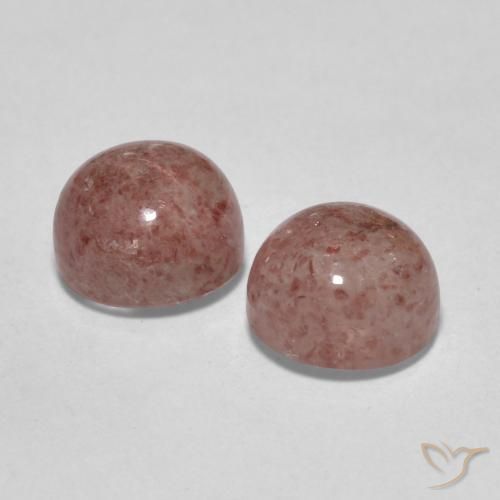Strawberry Quartz Gemstones in 6 mm (calibrated) Size for Sale, Strawberry Quartz Stones in Light Rosewood Pink Color