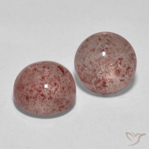 5.63 ctw Pink Strawberry Quartz Stones, Natural Strawberry Quartz in Round Cabochon Shape for Sale