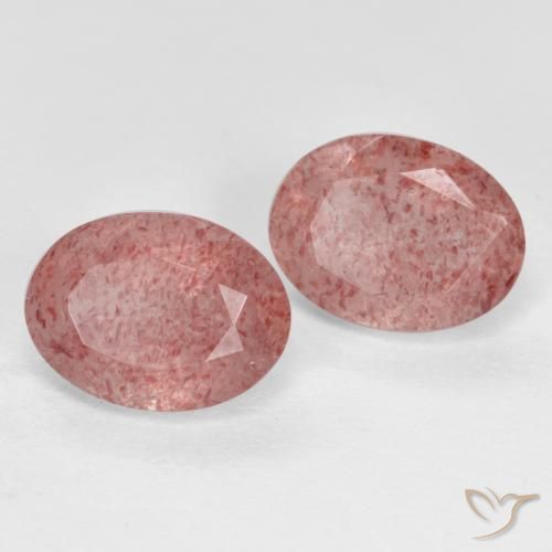 2.69 ctw Pink Strawberry Quartz Stones, Natural Strawberry Quartz in Oval Facet Shape for Sale