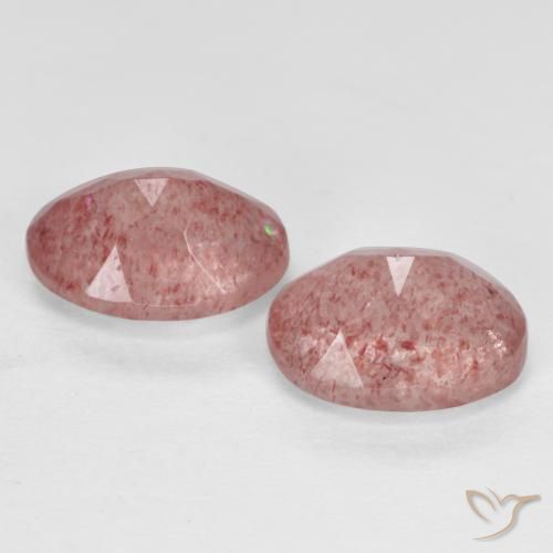 Strawberry Quartz Gemstones in 8 x 6 mm (calibrated) Size for Sale, Strawberry Quartz Stones in Earthy Pink Color