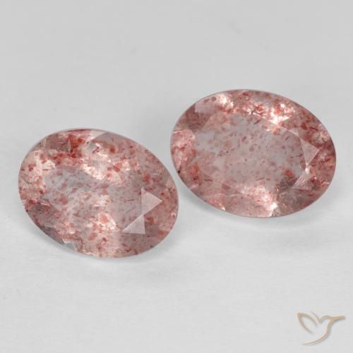 2.30 ctw Pink Strawberry Quartz Stones, Natural Strawberry Quartz in Oval Facet Shape for Sale