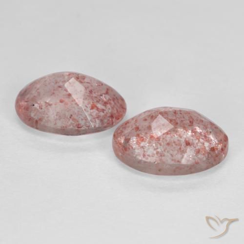 Strawberry Quartz Gemstones in 8 x 6 mm (calibrated) Size for Sale, Strawberry Quartz Stones in Earthy Pink Color
