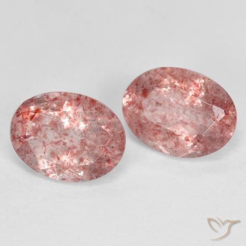 2.53 ctw Pink Strawberry Quartz Stones, Natural Strawberry Quartz in Oval Facet Shape for Sale