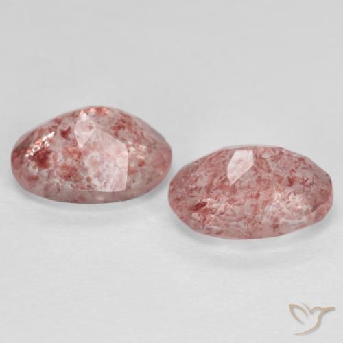 Strawberry Quartz Gemstones in 8 x 6 mm (calibrated) Size for Sale, Strawberry Quartz Stones in Medium-Light Pink Color