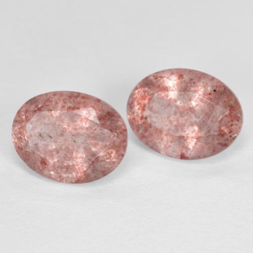 2.35 ctw Pink Strawberry Quartz Stones, Natural Strawberry Quartz in Oval Facet Shape for Sale