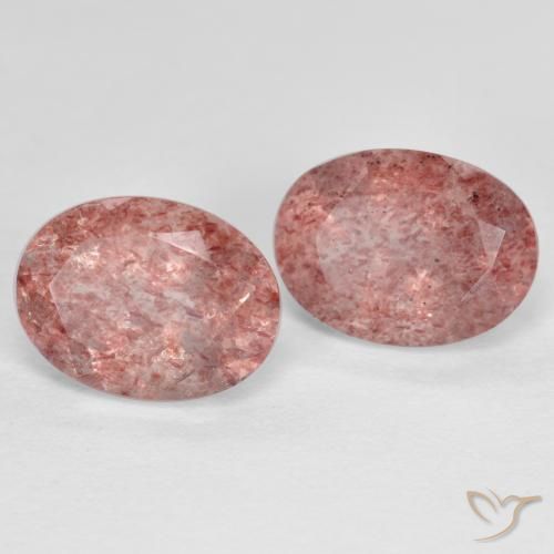 2.79 ctw Pink Strawberry Quartz Stones, Natural Strawberry Quartz in Oval Facet Shape for Sale