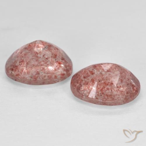 Strawberry Quartz Gemstones in 8 x 6 mm (calibrated) Size for Sale, Strawberry Quartz Stones in Rose Pink Color