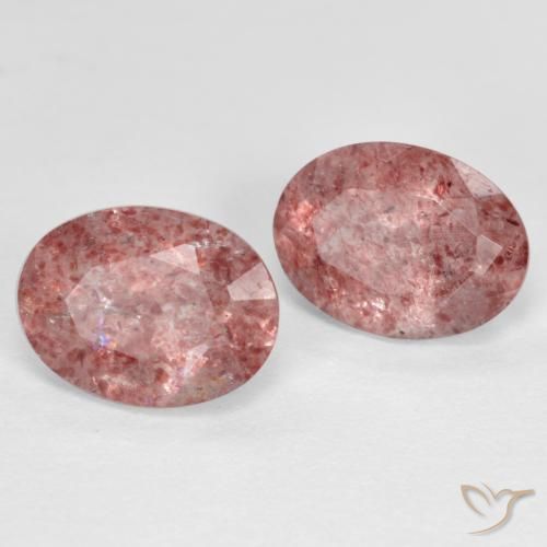 2.47 ctw Pink Strawberry Quartz Stones, Natural Strawberry Quartz in Oval Facet Shape for Sale