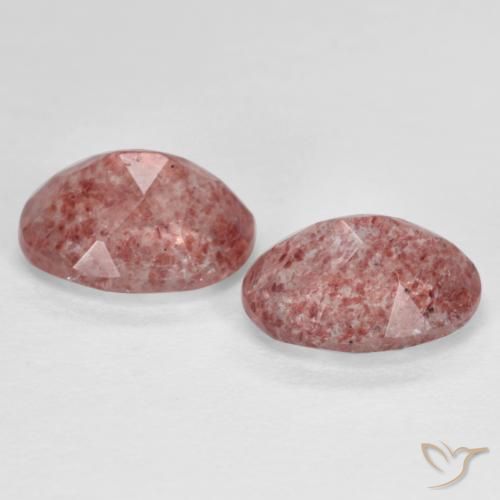 Strawberry Quartz Gemstones in 8 x 6 mm (calibrated) Size for Sale, Strawberry Quartz Stones in Medium Pink Color