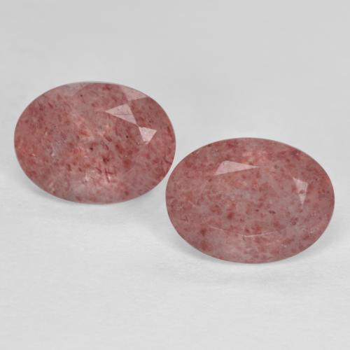 Deep Rose Pink Strawberry Quartz Gem - 1.3ct Oval Facet (ID: 569912)