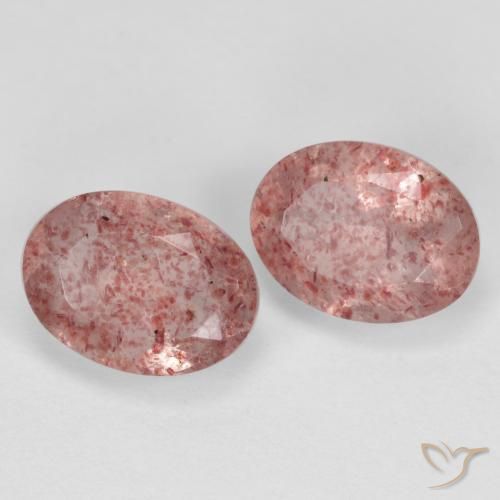 2.92 ctw Pink Strawberry Quartz Stones, Natural Strawberry Quartz in Oval Facet Shape for Sale