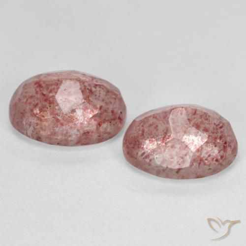 Strawberry Quartz Gemstones in 8 x 6 mm (calibrated) Size for Sale, Strawberry Quartz Stones in Medium Pink Color
