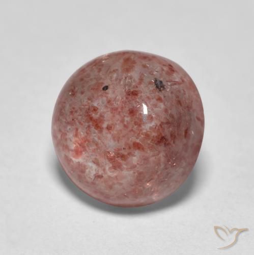 1.86 ct Pink Strawberry Quartz Stone, Natural Strawberry Quartz in Round Cabochon Shape for Sale