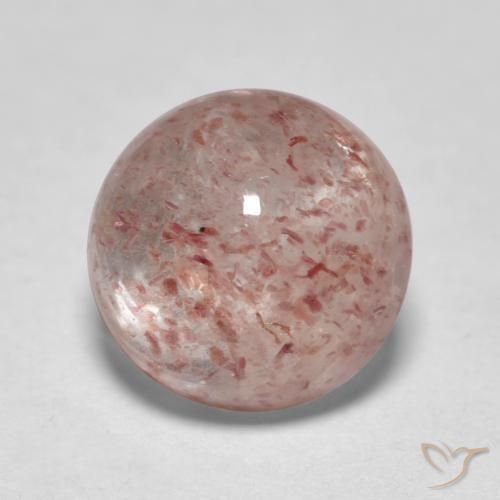 1.89 ct Pink Strawberry Quartz Stone, Natural Strawberry Quartz in Round Cabochon Shape for Sale