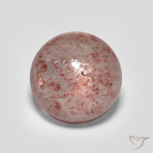 Medium Pink Strawberry Quartz Gem - 1.3ct Round Cabochon (ID: 570026)