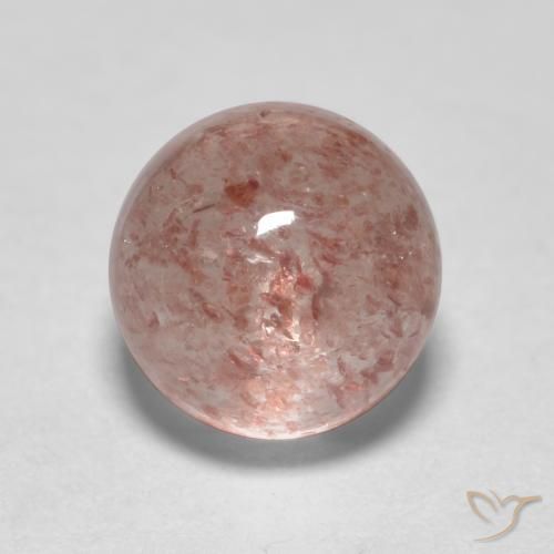 وردي فاتح كوارتز الفراولة حجر كريم - 1.4ct كابوشون دائرى (ID: 570029)