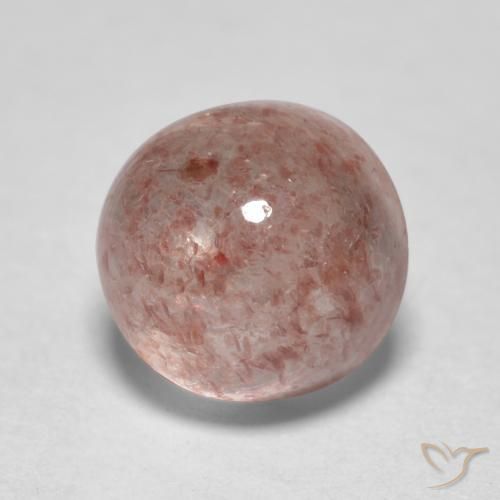1.43 ct Pink Strawberry Quartz Stone, Natural Strawberry Quartz in Round Cabochon Shape for Sale
