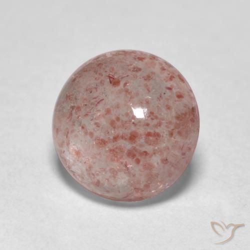 0.98 ct Pink Strawberry Quartz Stone, Natural Strawberry Quartz in Round Cabochon Shape for Sale