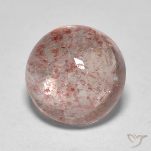 2.59 ct Pink Strawberry Quartz Stone, Natural Strawberry Quartz in Round Cabochon Shape for Sale