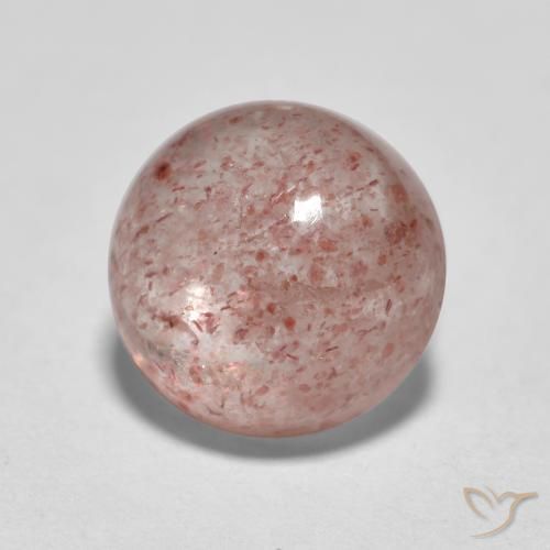 2.77 ct Pink Strawberry Quartz Stone, Natural Strawberry Quartz in Round Cabochon Shape for Sale
