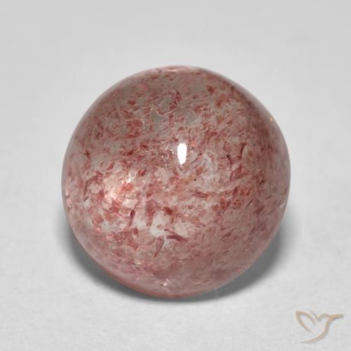 2.75 ct Pink Strawberry Quartz Stone, Natural Strawberry Quartz in Round Cabochon Shape for Sale