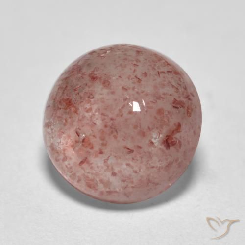 2.47 ct Pink Strawberry Quartz Stone, Natural Strawberry Quartz in Round Cabochon Shape for Sale