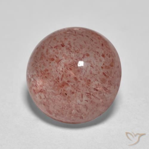 3.56 ct Pink Strawberry Quartz Stone, Natural Strawberry Quartz in Round Cabochon Shape for Sale