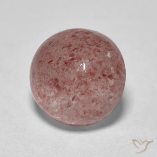 1.96 ct Pink Strawberry Quartz Stone, Natural Strawberry Quartz in Round Cabochon Shape for Sale