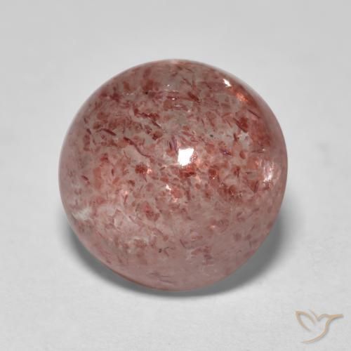 3.84 ct Pink Strawberry Quartz Stone, Natural Strawberry Quartz in Round Cabochon Shape for Sale