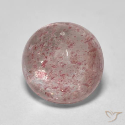 2.69 ct Pink Strawberry Quartz Stone, Natural Strawberry Quartz in Round Cabochon Shape for Sale