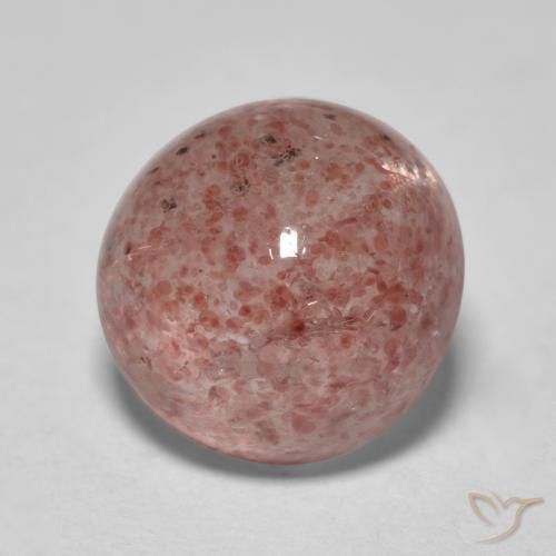 2.89 ct Pink Strawberry Quartz Stone, Natural Strawberry Quartz in Round Cabochon Shape for Sale