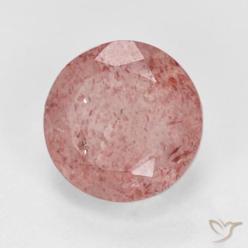 3.03 ct Pink Strawberry Quartz Stone, Natural Strawberry Quartz in Round Facet Shape for Sale