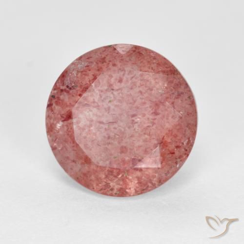 2.85 ct Pink Strawberry Quartz Stone, Natural Strawberry Quartz in Round Facet Shape for Sale