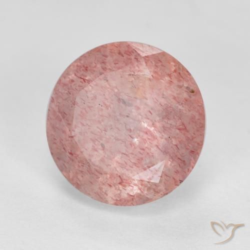 3.00 ct Pink Strawberry Quartz Stone, Natural Strawberry Quartz in Round Facet Shape for Sale
