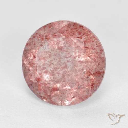 2.76 ct Pink Strawberry Quartz Stone, Natural Strawberry Quartz in Round Facet Shape for Sale