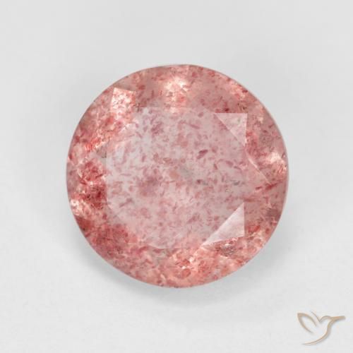 2.34 ct Pink Strawberry Quartz Stone, Natural Strawberry Quartz in Round Facet Shape for Sale