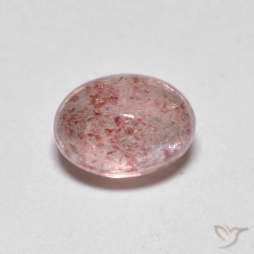 1.23 ct Pink Strawberry Quartz Stone, Natural Strawberry Quartz in Oval Cabochon Shape for Sale