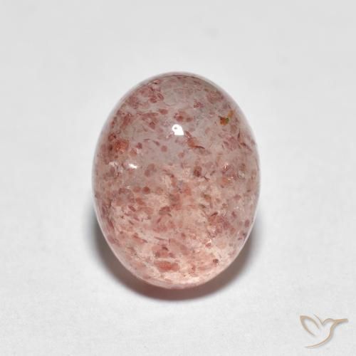 2.84 ct Pink Strawberry Quartz Stone, Natural Strawberry Quartz in Oval Cabochon Shape for Sale