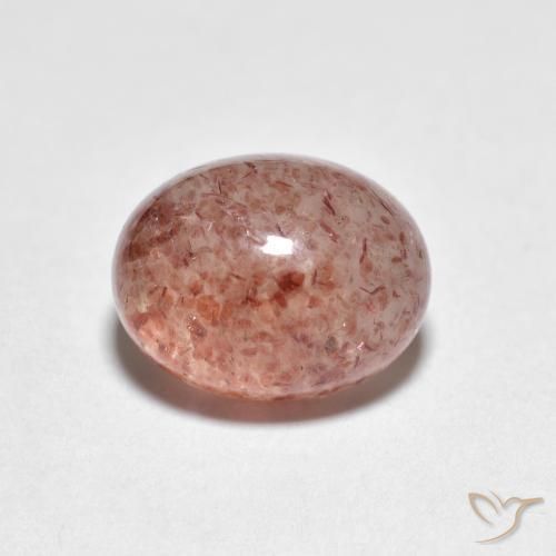 2.47 ct Pink Strawberry Quartz Stone, Natural Strawberry Quartz in Oval Cabochon Shape for Sale
