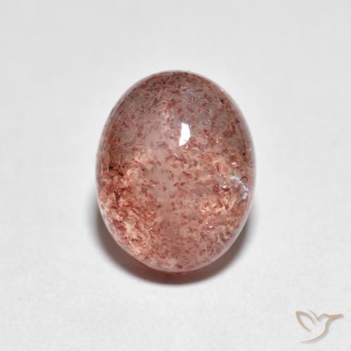 2.47 ct Pink Strawberry Quartz Stone, Natural Strawberry Quartz in Oval Cabochon Shape for Sale