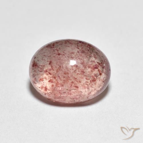 2.38 ct Pink Strawberry Quartz Stone, Natural Strawberry Quartz in Oval Cabochon Shape for Sale