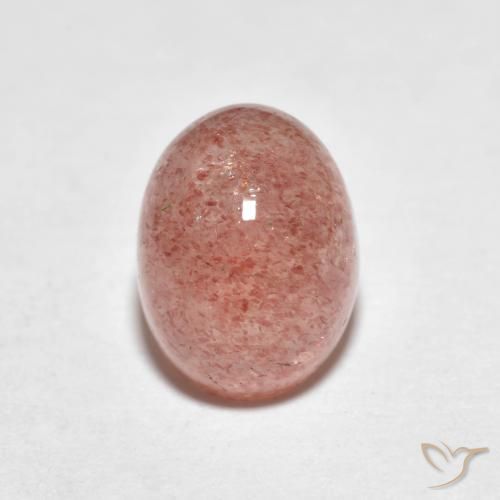 2.51 ct Pink Strawberry Quartz Stone, Natural Strawberry Quartz in Oval Cabochon Shape for Sale